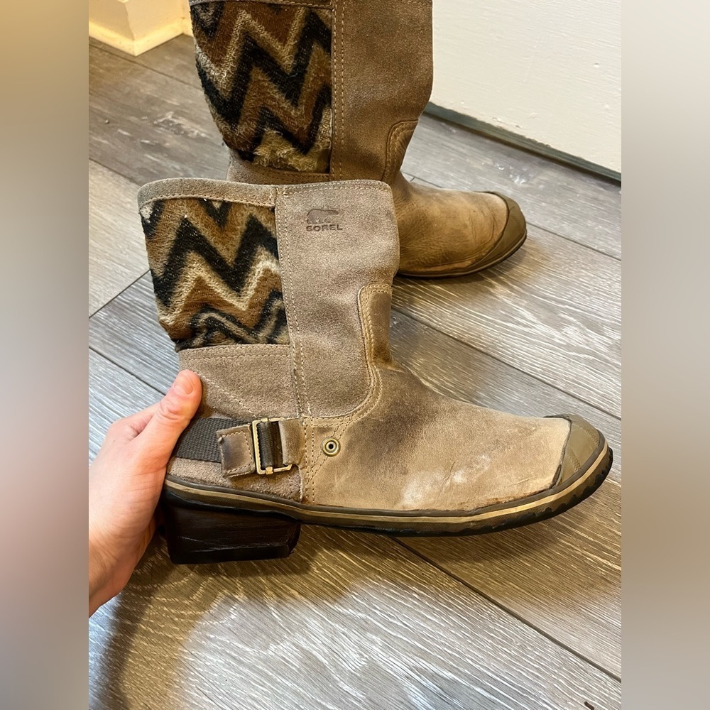 Womens Sorel Shoes Slimshortie Chevron Boots Size 10.5